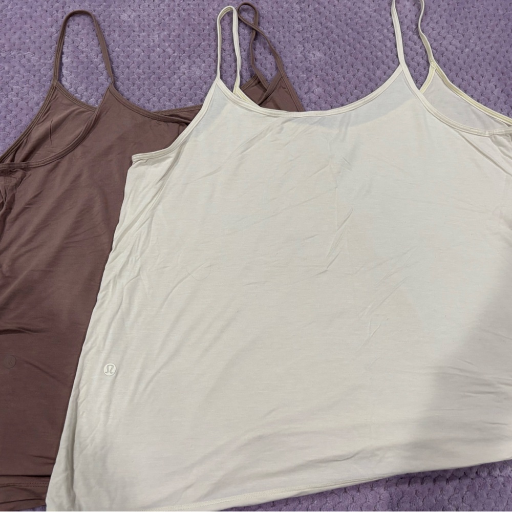 BUNDLE of 2 lululemon athletica Cream and Brown Tank Tops size 10
